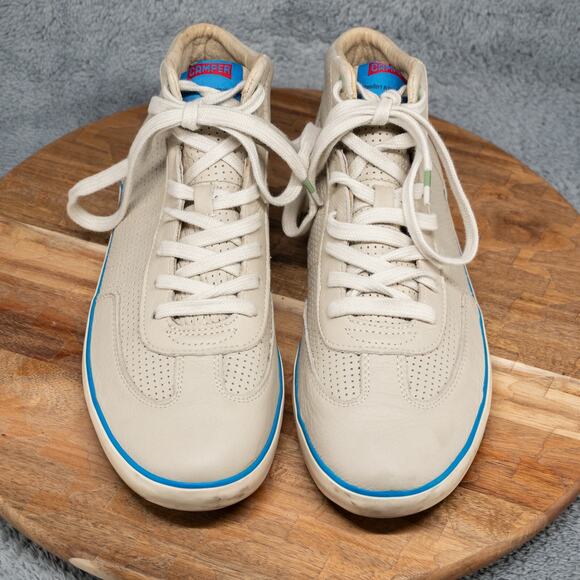 Camper Mens Ankle Boot 44/US 11 Sneakers Cream Leather Mid Top - Picture 2 of 10